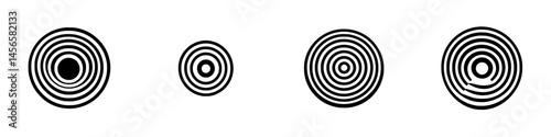 Black and white vector illustration of concentric circular designs showcasing varying sizes and patterns