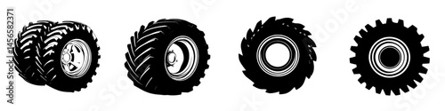 Vector illustration of various tire designs showcasing the diversity in tread patterns and styles for different vehicles