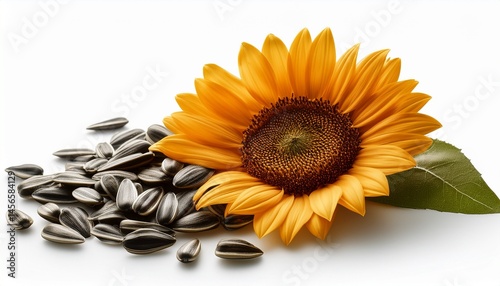 sunflower seeds on white background