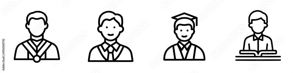 Obraz premium Graduation journey from student to scholar represented in vector illustration icons