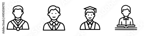 Graduation journey from student to scholar represented in vector illustration icons