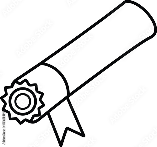 diploma certificate icon line art vector illustration