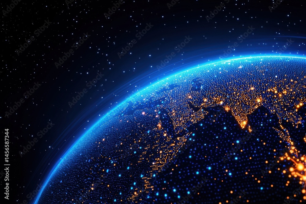 Obraz premium Stunning Earth View from Space with Bright City Lights and Stars