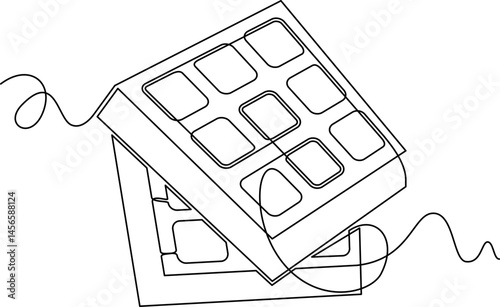one line art Waffle vector illustration. line art, one continuous line, simple, hand drawn and sketch style. for icons, symbols, signs or logos. PNG