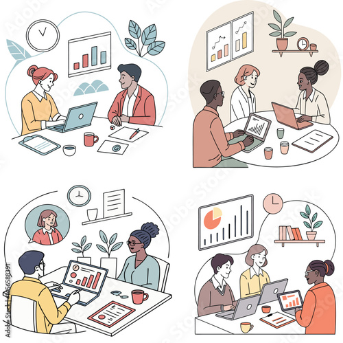 A set of modern professional remote work