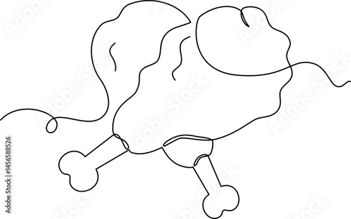 one line art Fried Chicken vector illustration. line art, one continuous line, simple, hand drawn and sketch style. for icons, symbols, signs or logos. PNG