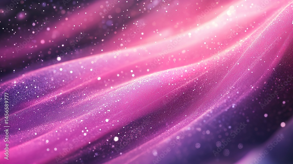 Fototapeta premium A pink and purple background with swirling lines of light and glitter, creating an abstract pattern that resembles the night sky or space.