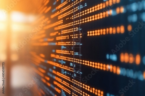 Abstract Digital Data Flow of Binary Code on Dark Background
