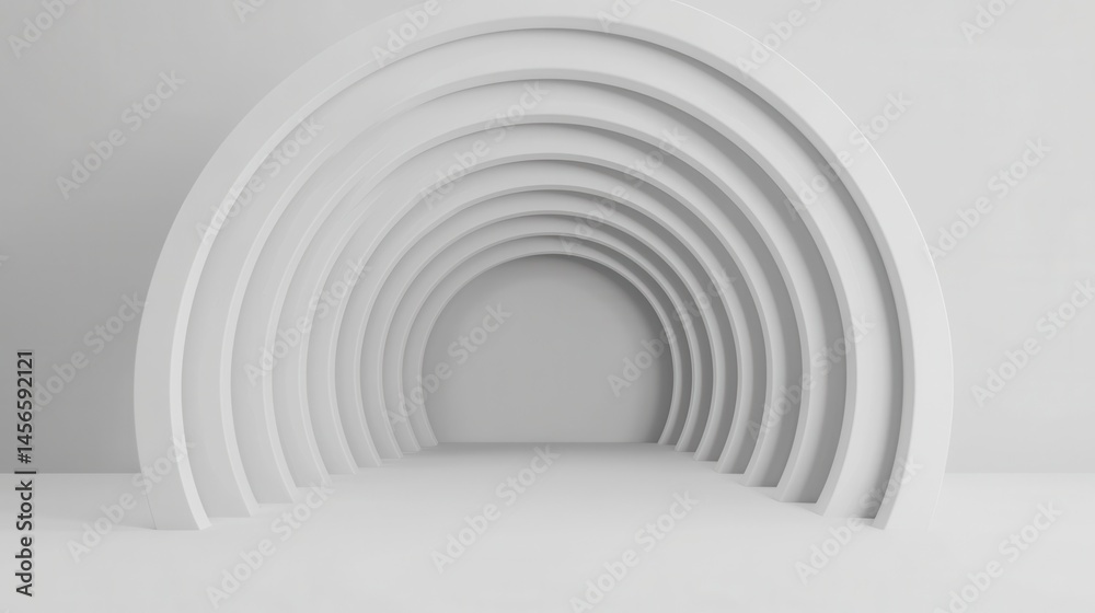 Minimalist Arch Structure in Soft Light with White Background Minimalist Arch Structure in Soft Light with White Background