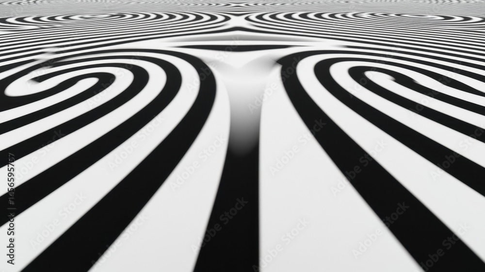 Abstract Black and White Design with Swirling Lines and Shadows Abstract Black and White Design with Swirling Lines and Shadows