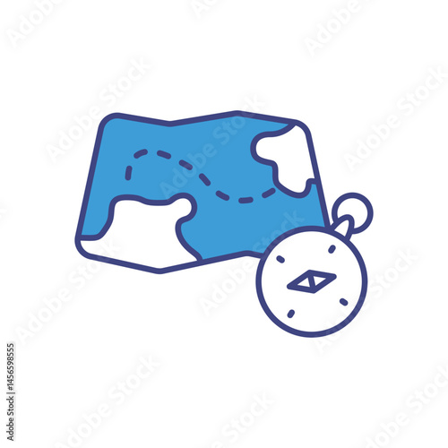 Map and Compass vector icons stock illustration