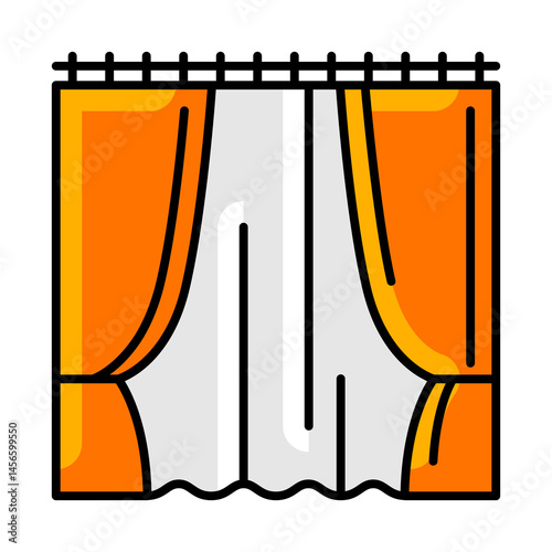 Curtains and drapes icon. Home decor element thin line illustration.