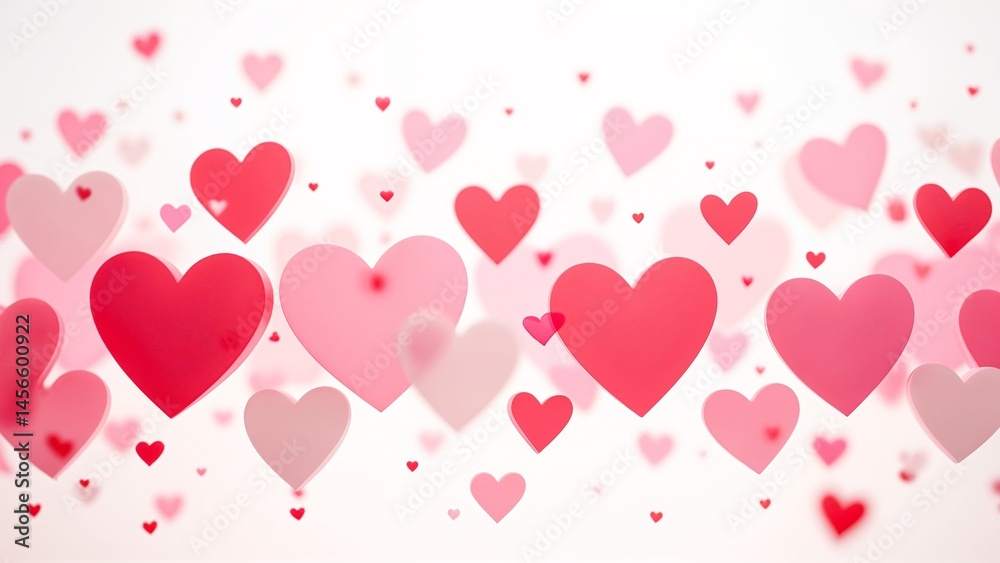 A bunch of pink and red hearts floating in the air. A bunch of pink and red hearts floating in the air.