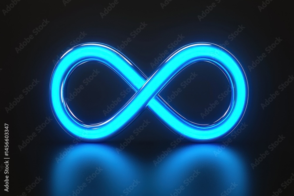 Fototapeta premium Glowing Blue Infinity Symbol for Concept of Eternity and Continuity