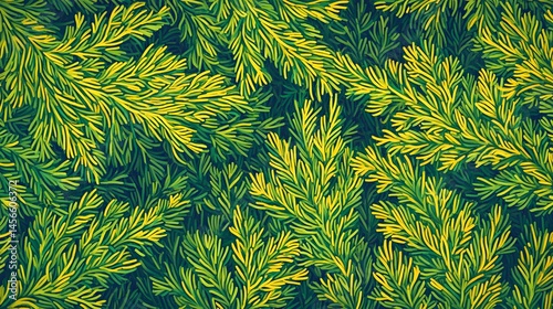 Vivid green and yellow patterned plant design.