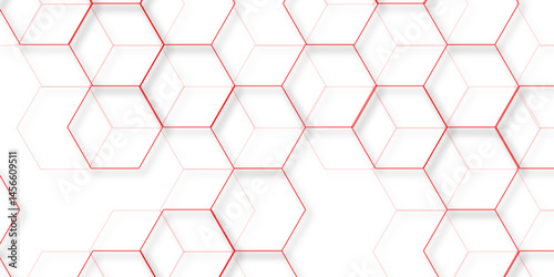 abstract geometric red texture background red hexagon 3D background texture. 3d rendering illustration. Clear pattern abstract background hexagon .Futuristic abstract banner.	
