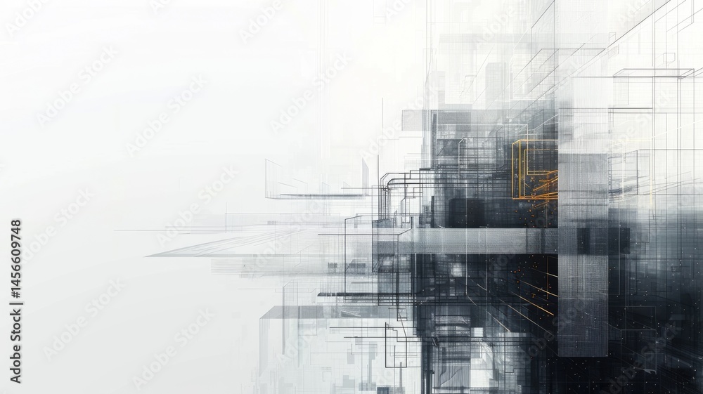 Fototapeta premium Abstract complex glitch with pixel effect in tech background use shading and glitches texture express mysterious design or complex flow through tiny object convey sense of future digital scene. AIG53.