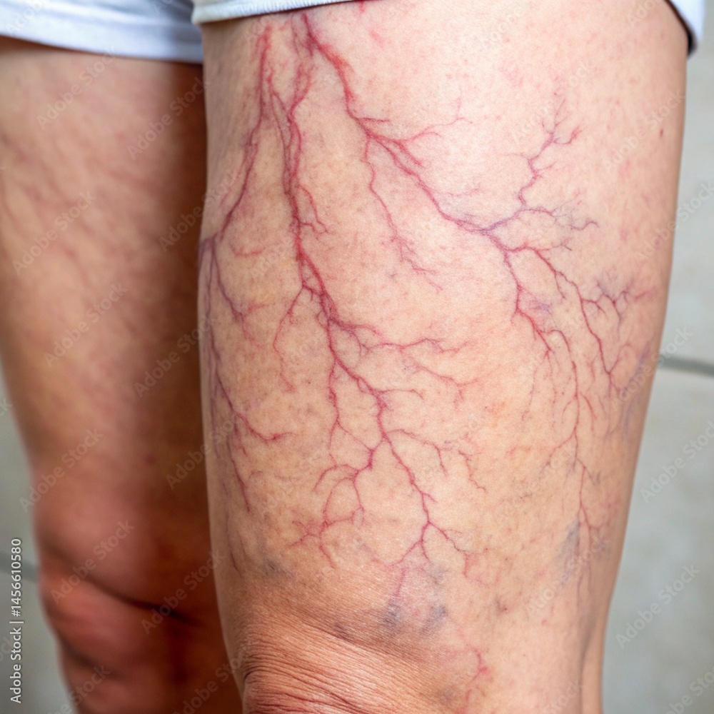 Naklejka premium Close-Up of Varicose Veins on Leg – Medical Condition and Treatment Insight