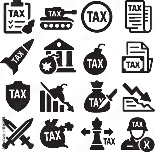 tax war icons set