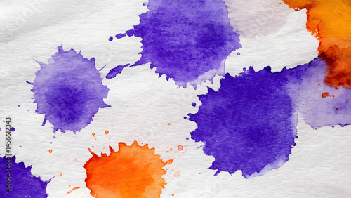 Vibrant watercolors with purple and orange tones are perfect for art backgrounds and creative projects.