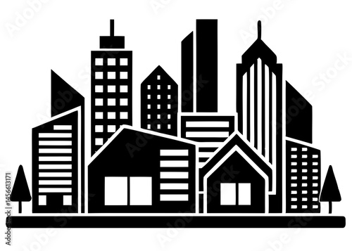 city silhouette Vector icon illustration silhouette Graphics design image white background