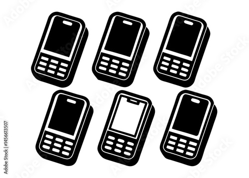 set of mobile phones Vector icon illustration silhouette Graphics design image white background