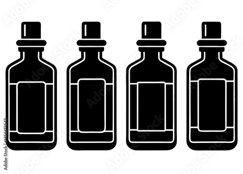set of bottles Vector icon illustration silhouette Graphics design image white background