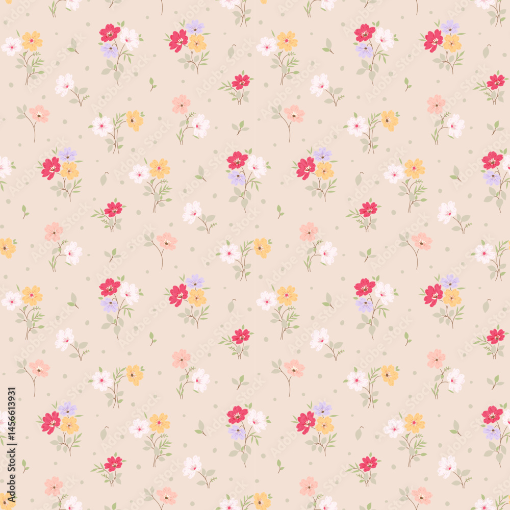 Flower pattern, ditsy floral seamless pattern. Small little flower background. Repeat pattern. Ditsy print. Botanic surface design. Ditsy floral flower pattern for fashion, fabric, wrapping, decor Flower pattern, ditsy floral seamless pattern. Small little flower background. Repeat pattern. Ditsy print. Botanic surface design. Ditsy floral flower pattern for fashion, fabric, wrapping, decor