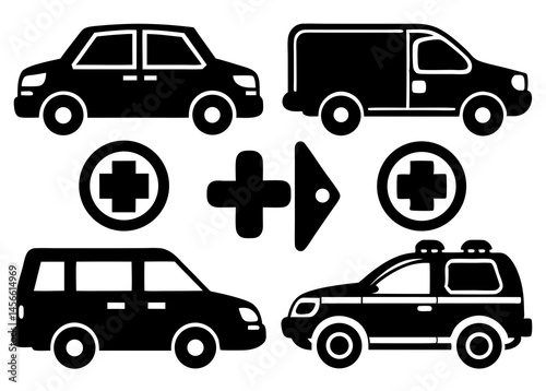 set of cars Vector icon illustration silhouette Graphics design image white background
