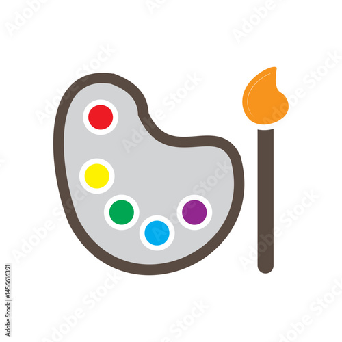 palette and brushes color icon