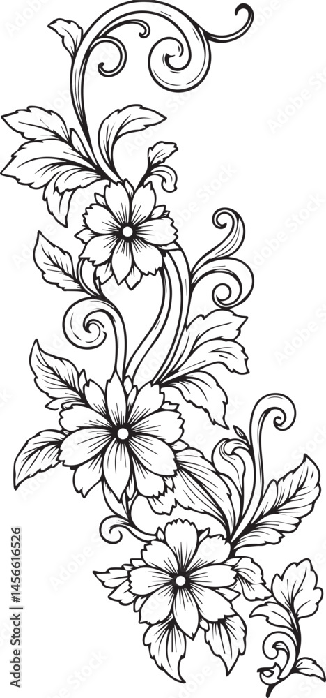 A black and white drawing of a floral design with flowers Elegant Floral Design in Black and White Clipart flower alpona black and white design 4 A black and white drawing of a floral design with flowers Elegant Floral Design in Black and White Clipart flower alpona black and white design 4