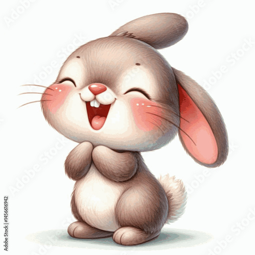Cheerful Carrot Crunch rabbit laughs and is happy isolated watercolor vector illustration svg