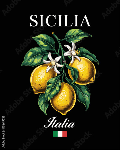 Sicilia, Italia, lemon vector