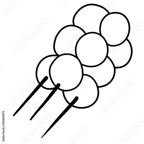 Sweet mochi dango outline illustration