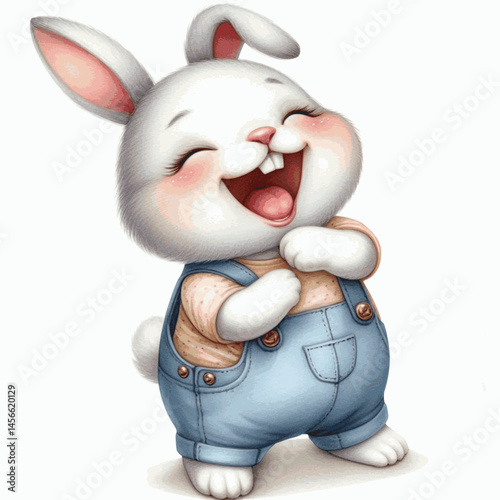 Hopping Joy Spill rabbit laughs and is happy isolated watercolor vector illustration svg
