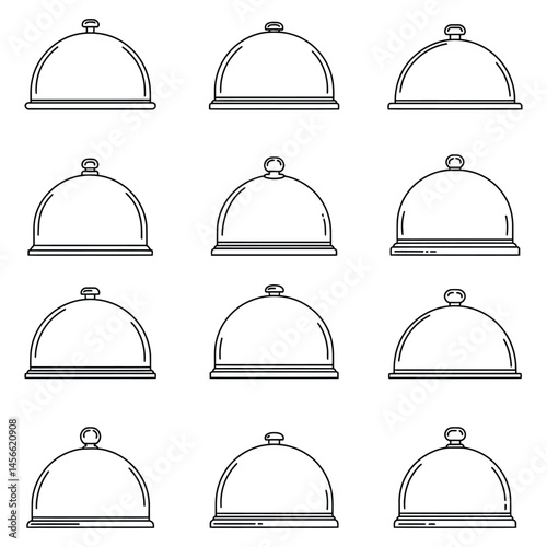 Glass Dome Line Art Illustrations