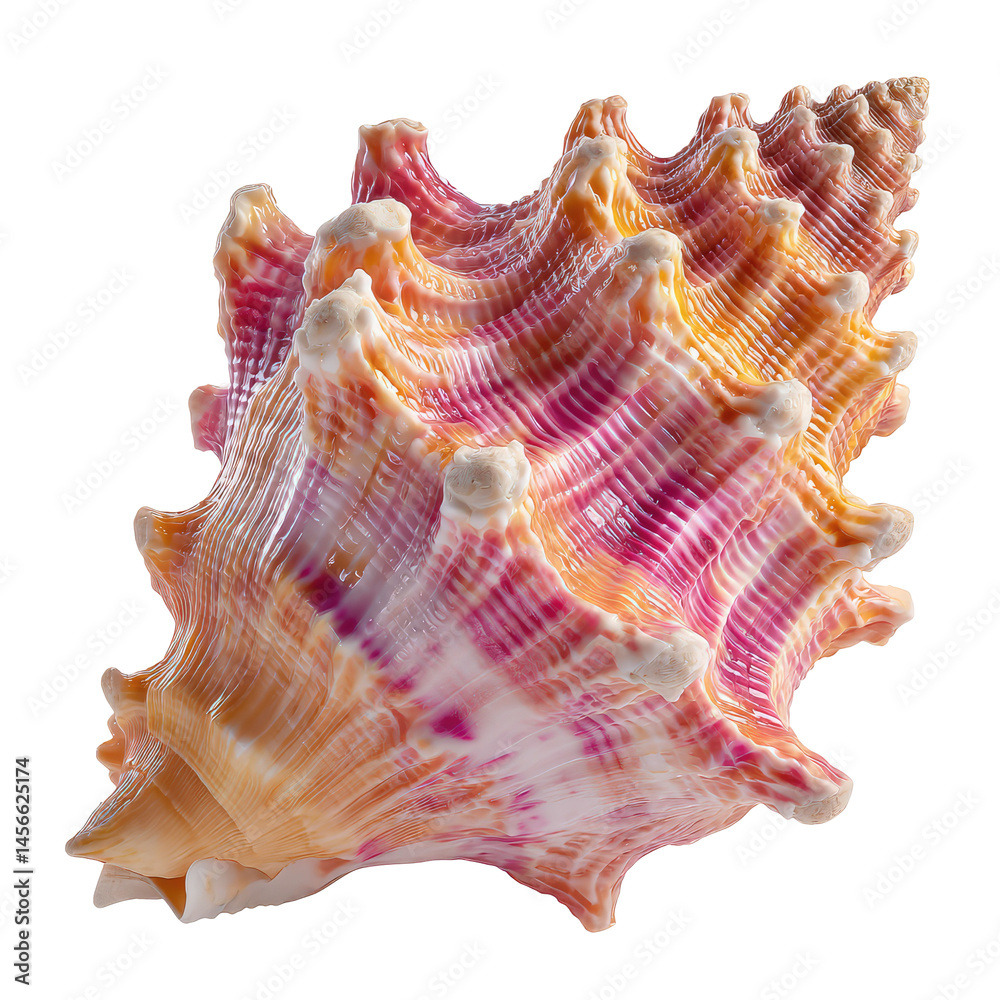 Glossy Pastel Pink And Orange Spiral Conch isolated on a transparent background Glossy Pastel Pink And Orange Spiral Conch isolated on a transparent background