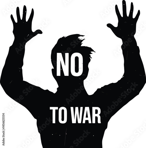 Powerful Anti-War Illustration with Bold Protest Message