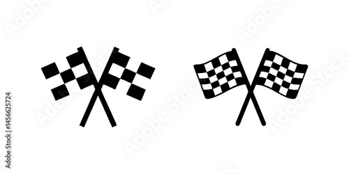 Vector icon set depicting race flags, perfect for motorsport and competition designs.