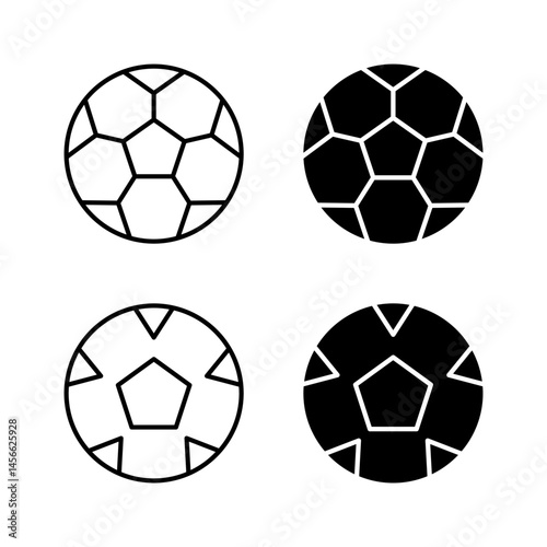Vector icon set depicting soccer balls, ideal for sports and recreation designs.