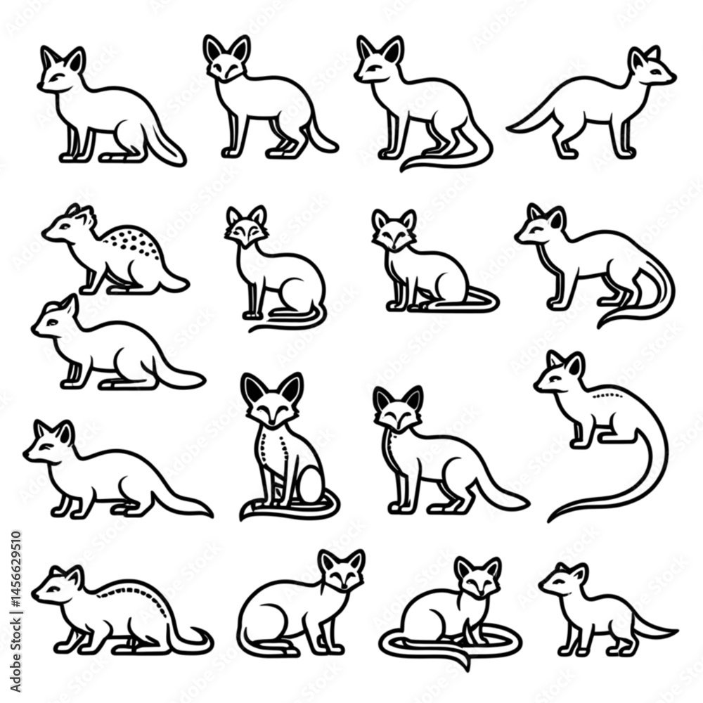 フェネックと小型肉食獣のアイコン|Fennec and Small Carnivore Icons フェネックと小型肉食獣のアイコン|Fennec and Small Carnivore Icons