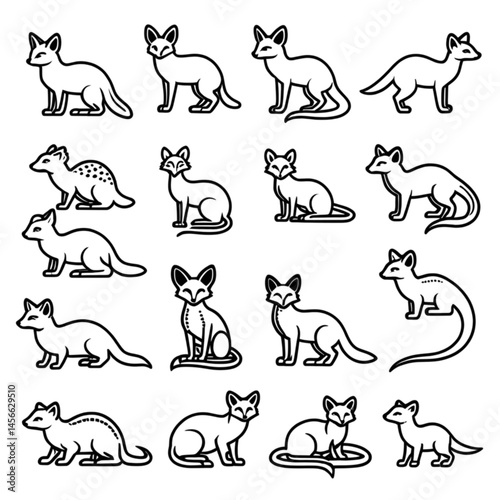 フェネックと小型肉食獣のアイコン｜Fennec and Small Carnivore Icons