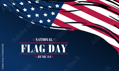 Flag Day In United States June 14 Background Vector Illustration