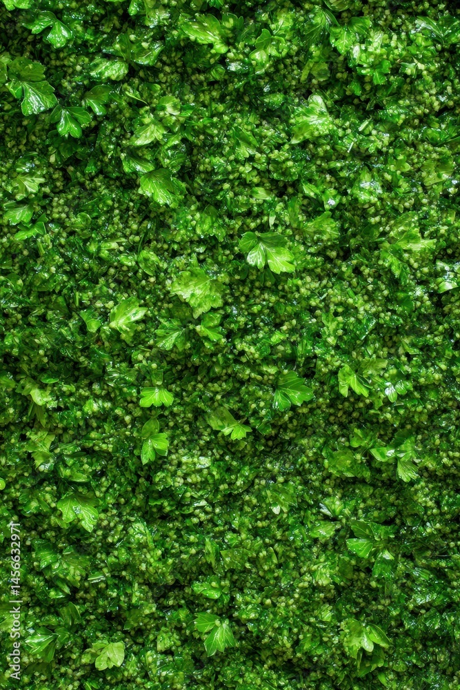Overhead Shot of Finely Chopped Parsley and Whole Leaves Creating a Green Texture Background for Culinary Use in Food Photography Overhead Shot of Finely Chopped Parsley and Whole Leaves Creating a Green Texture Background for Culinary Use in Food Photography