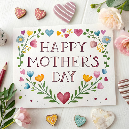 happy mothers day hearts celebration card design
