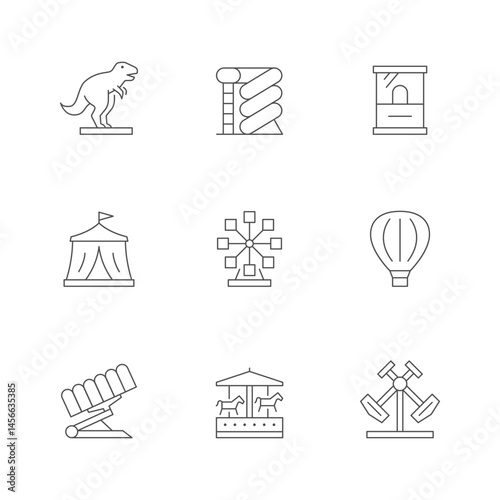 Set line icons of amusement park