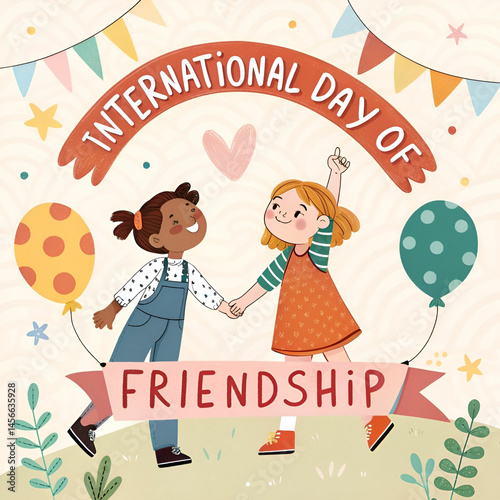 international day of friendship banner with two li