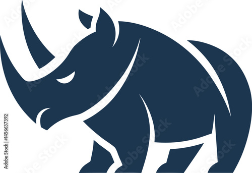Bold Silhouette of a Rhino mascot logo