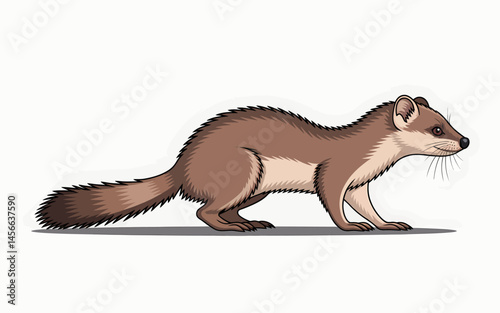 Brown Stoat Vector Illustration Small Mammal Wildlife Animal Art