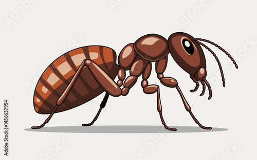 Brown Ant Standing on Background For Microstock Illustration